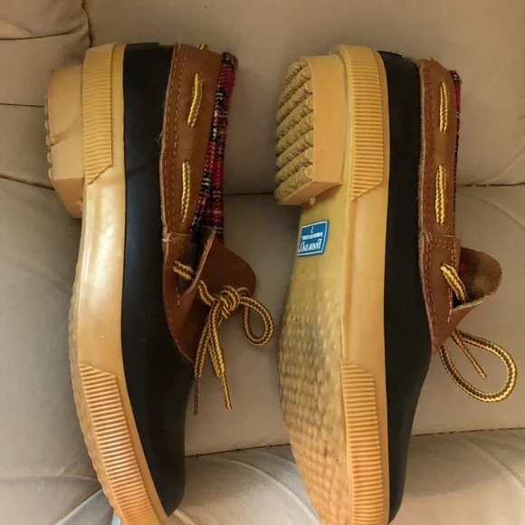 Vintage Land’s End Low Duck Boots Plaid Trim Wool Lining - Size 7 - Picture 3 of 7